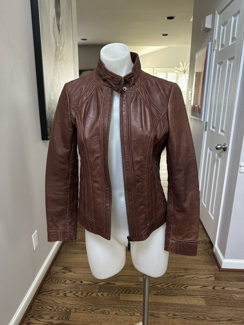 Bernardo Brown Leather Jacket Size Petite XS
